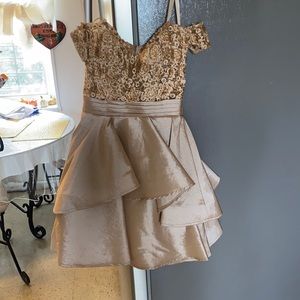 Champagne colored prom dress